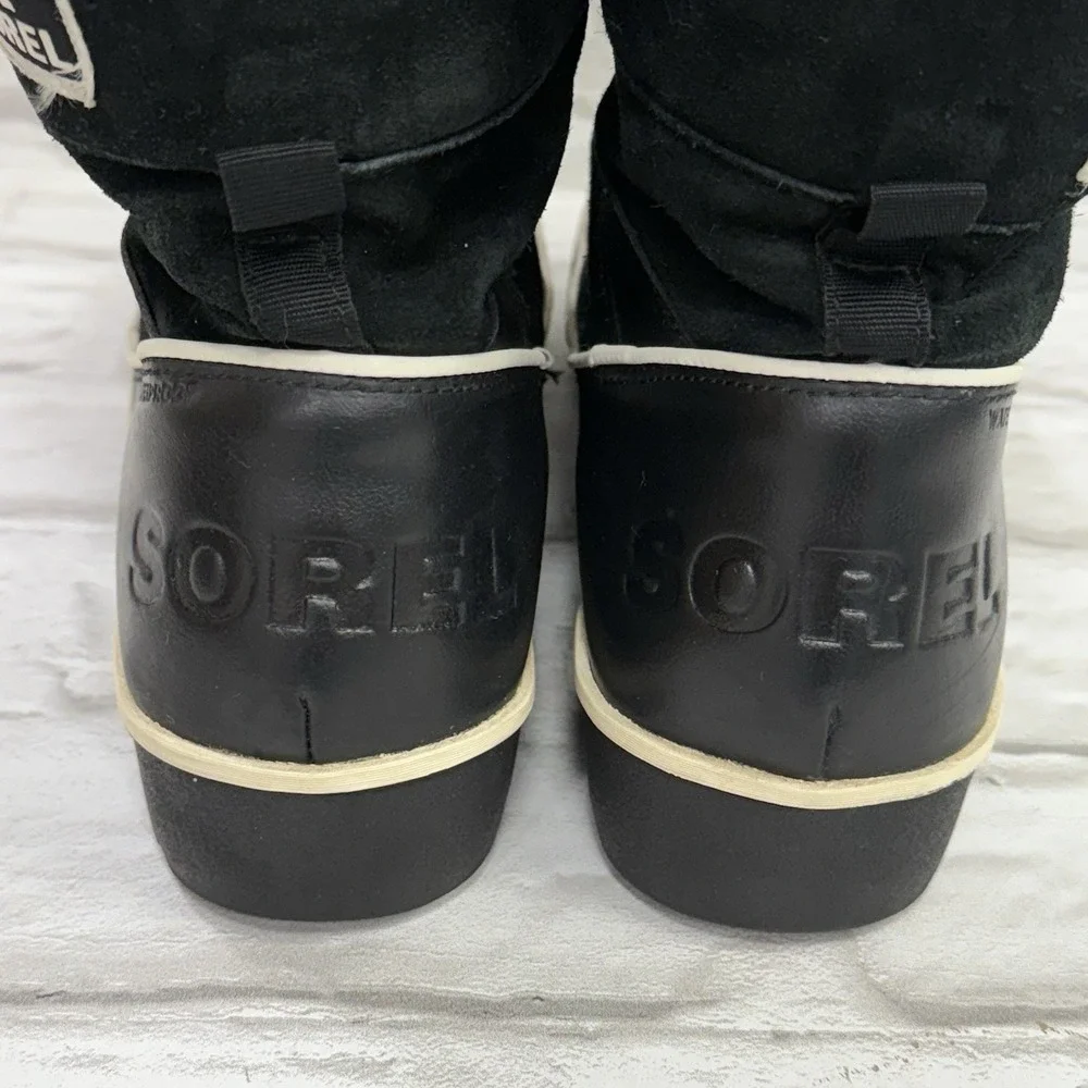 Sorel Tivoli Winter Snow Boot Womens Sz 10.5 Waterproof‎ Black Leather Lace-Up